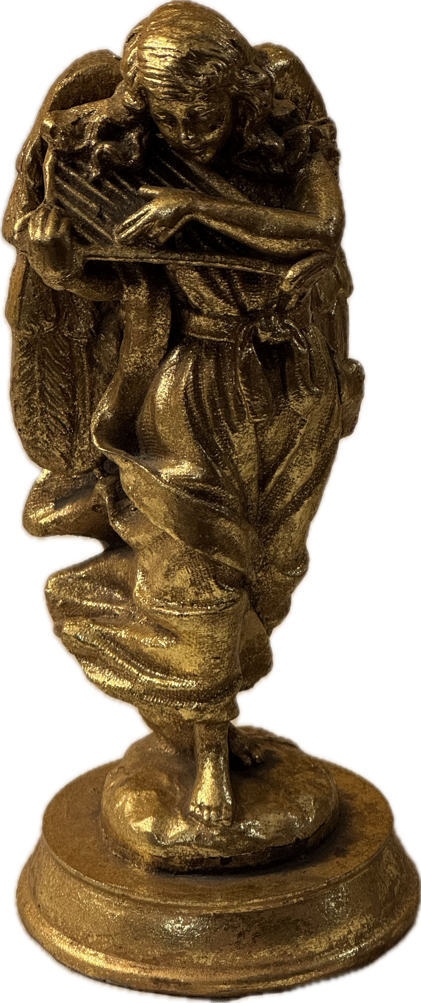 Golden Easter Angel Resin Statue 8 inches Tall