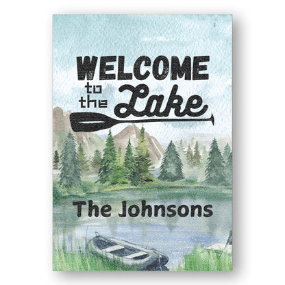 Welcome to the Lake Customized Lakehouse sign, Personalize Family Name Lake House Art, Outdoor House Flag for Airbnb and vacation home decor
