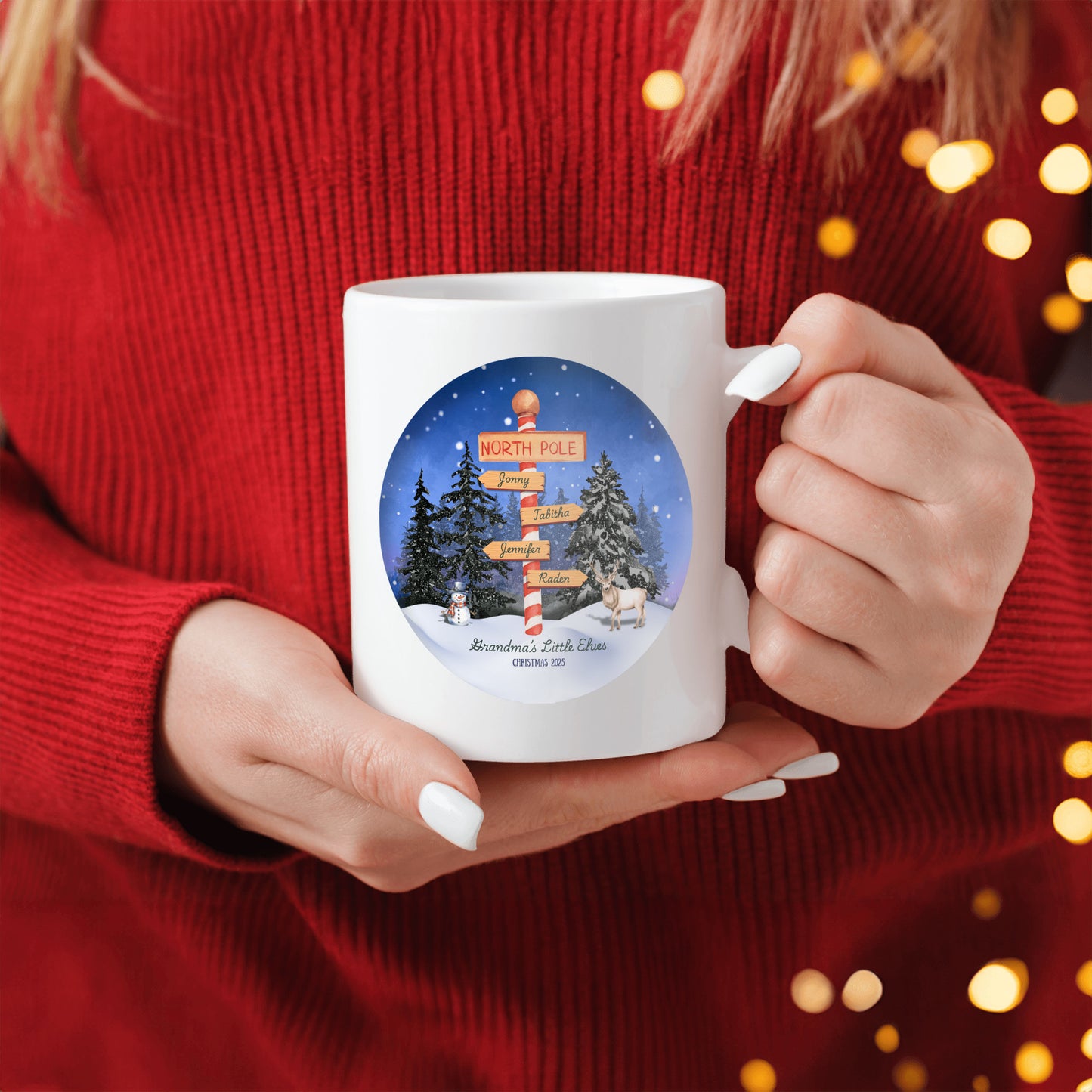 Grandma’s Little Elves – Personalized North Pole Christmas Keepsake Coffee Mug - Add Up To 10 Names
