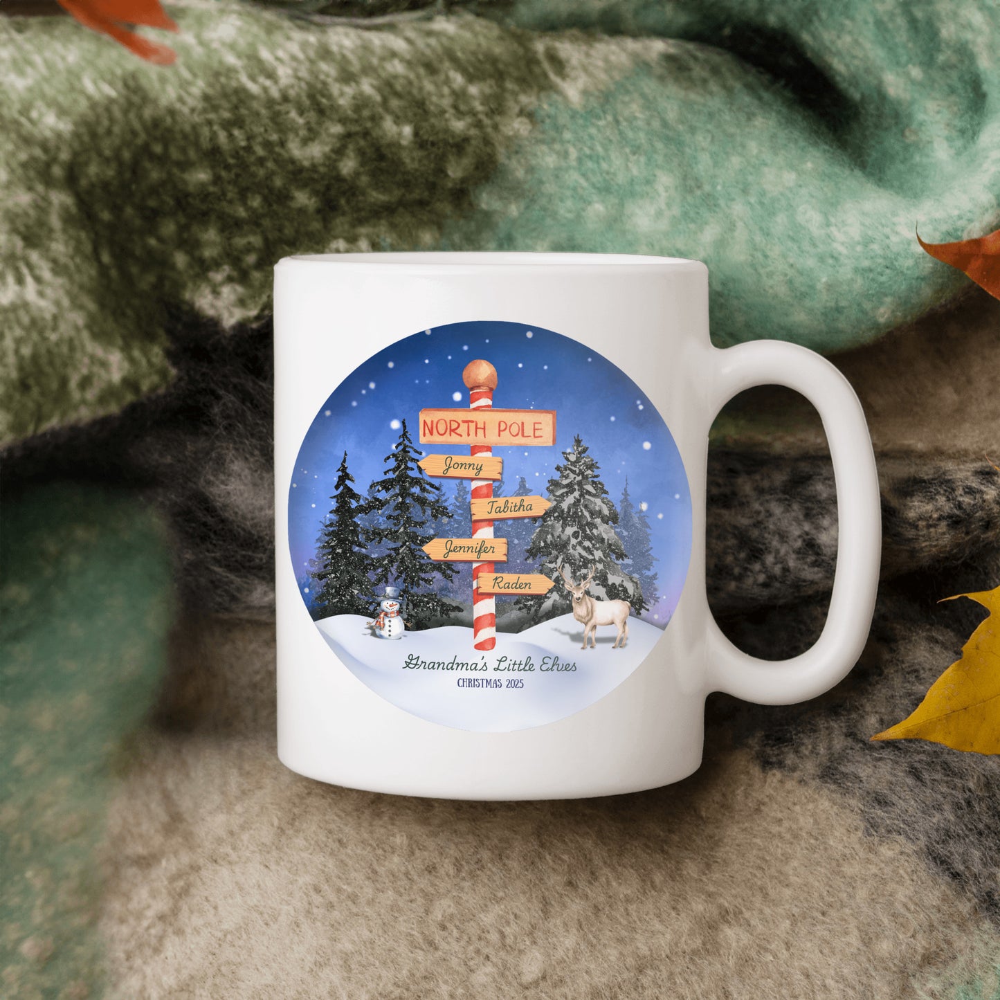Grandma’s Little Elves – Personalized North Pole Christmas Keepsake Coffee Mug - Add Up To 10 Names